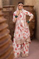 CHARIZMA-3PC SHAMOZE SILK PRINTED EMB SHIRT WITH SOFT SILK PRINTED EMB DUPATTA & EMB TROUSER-W.J-1960