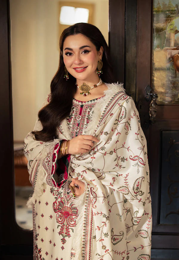 ASIM JOFA-3PC DHANAK SEQUENCE EMBROIDERED SHIRT WITH DHANAK EMBROIDERED SHAWL & DHANAK TOUSER-W.J-1795