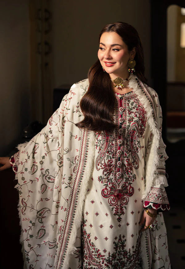 ASIM JOFA-3PC DHANAK SEQUENCE EMBROIDERED SHIRT WITH DHANAK EMBROIDERED SHAWL & DHANAK TOUSER-W.J-1795