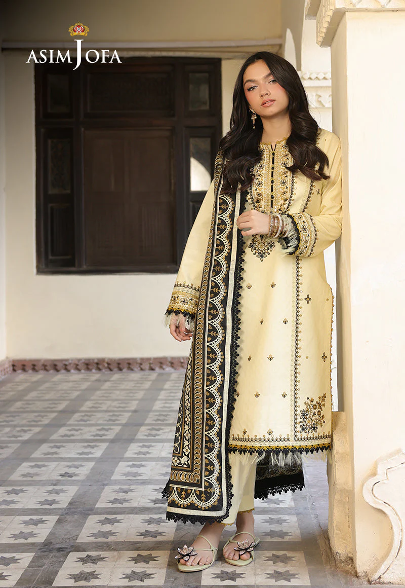 ASIM JOFA - 3PC LAWN EMBROIDERED SHIRT WITH MONARK PRINTED DUPATTA AND TROUSE -W.J-1771