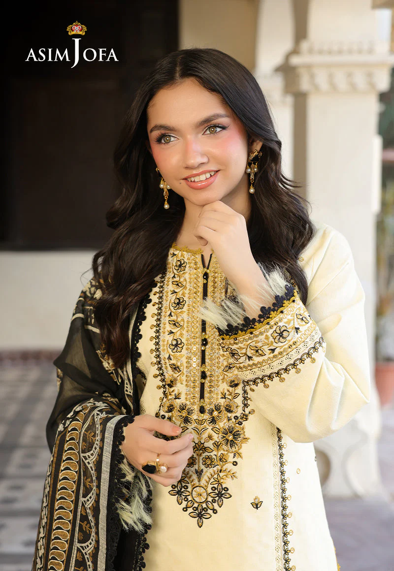 ASIM JOFA - 3PC LAWN EMBROIDERED SHIRT WITH MONARK PRINTED DUPATTA AND TROUSE -W.J-1771