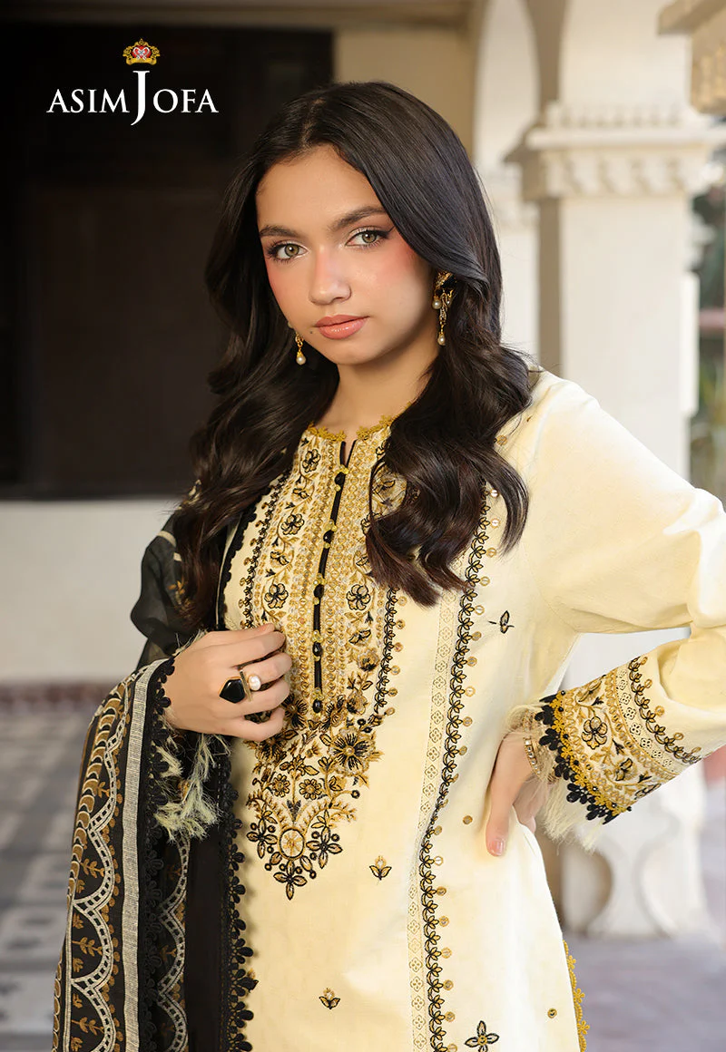 ASIM JOFA - 3PC LAWN EMBROIDERED SHIRT WITH MONARK PRINTED DUPATTA AND TROUSE -W.J-1771