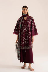 SAPPHIRE-3PC LAWN LASER WORK EMBROIDERED SHIRT WITH KHADDI NET EMBROIDERED DUPATTA AND TROUSER-W.J-4666