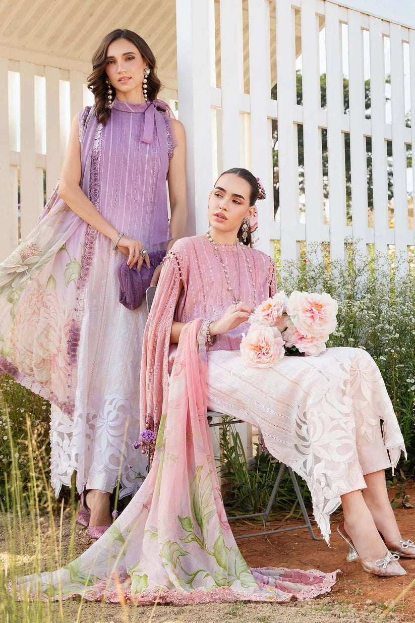 MARIA.B-3PC LAWN PRINTED EMB SHIRT WITH CHIFFON PRINT DUPATTA AND TROUSER-W.J-1642