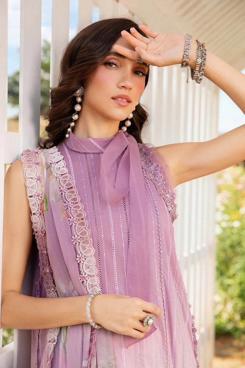 MARIA.B-3PC LAWN PRINTED EMB SHIRT WITH CHIFFON PRINT DUPATTA AND TROUSER-W.J-1642