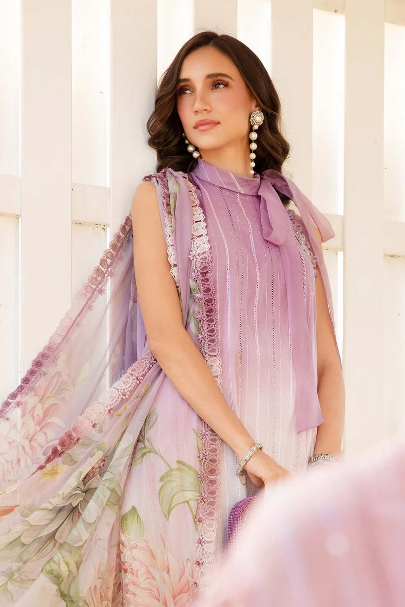 MARIA.B-3PC LAWN PRINTED EMB SHIRT WITH CHIFFON PRINT DUPATTA AND TROUSER-W.J-1642