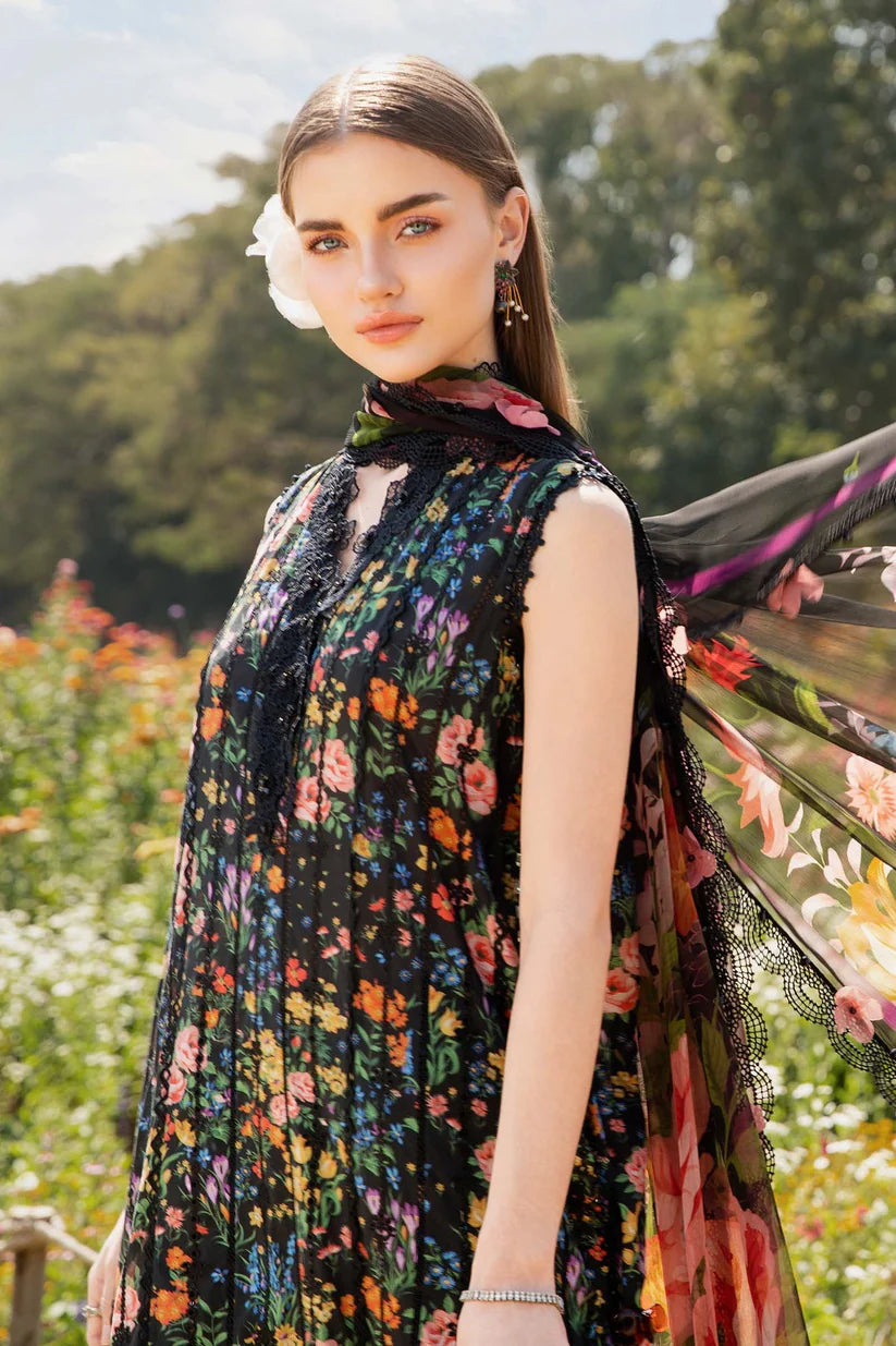 MARIA.B-3PC LAWN PRINTED EMB SHIRT WITH CHIFFON PRINT DUPATTA AND PRINT TROUSER-W.J-1643