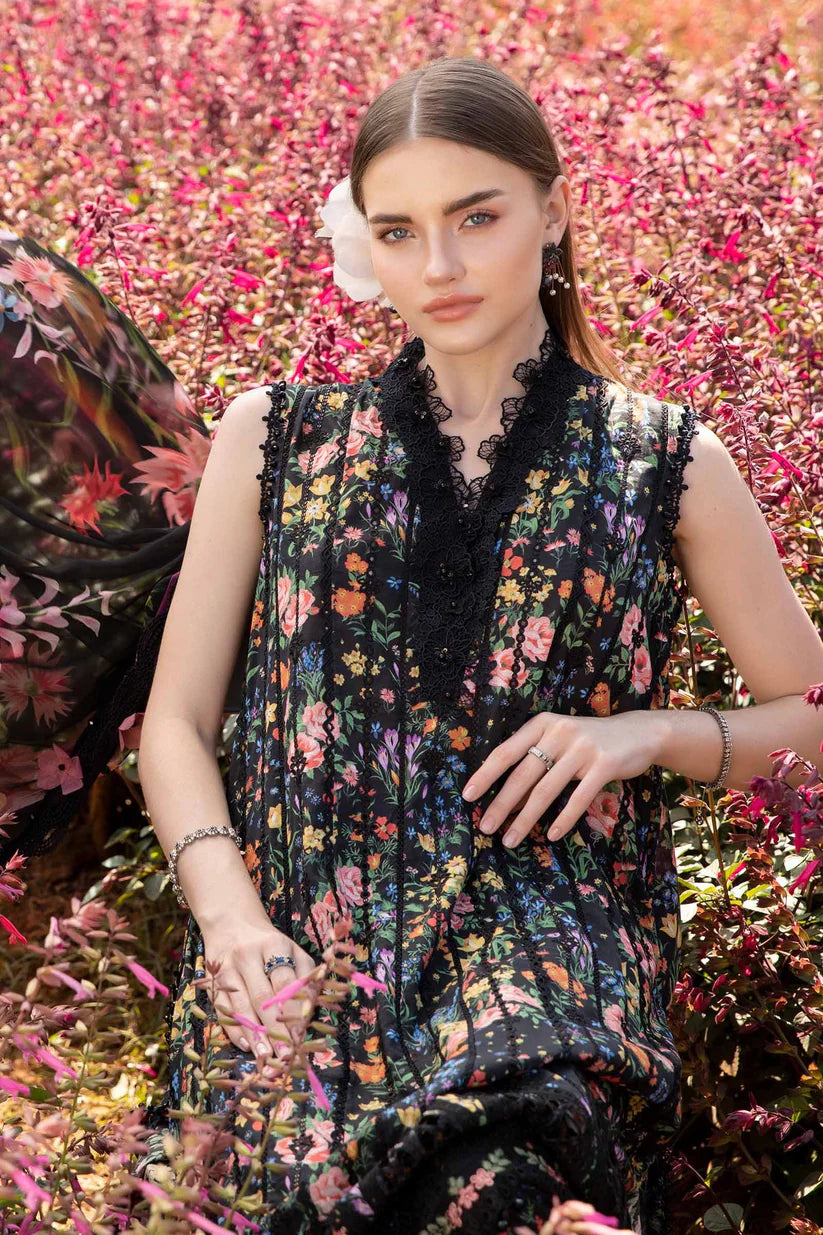 MARIA.B-3PC LAWN PRINTED EMB SHIRT WITH CHIFFON PRINT DUPATTA AND PRINT TROUSER-W.J-1643