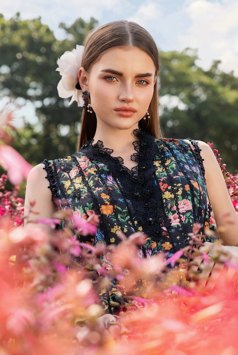 MARIA.B-3PC LAWN PRINTED EMB SHIRT WITH CHIFFON PRINT DUPATTA AND PRINT TROUSER-W.J-1643