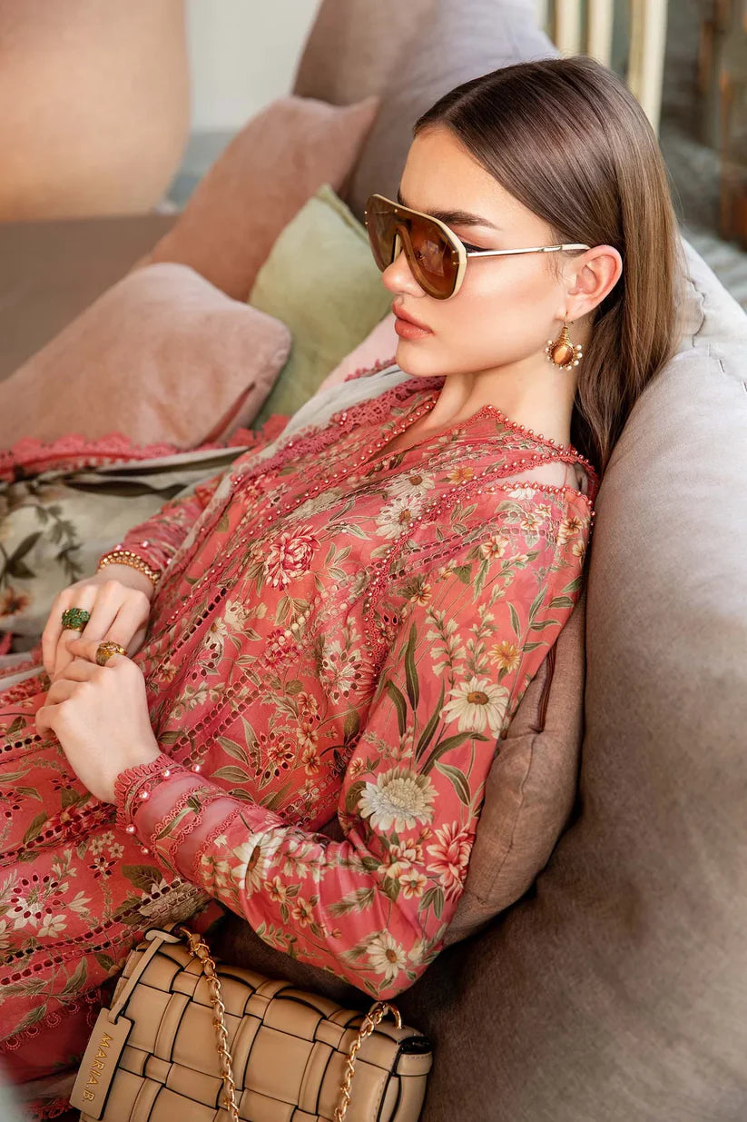MARIA.B-3PC LAWN PRINTED EMB SHIRT WITH CHIFFON PRINT DUPATTA AND PRINT TROUSER-W.J-1646