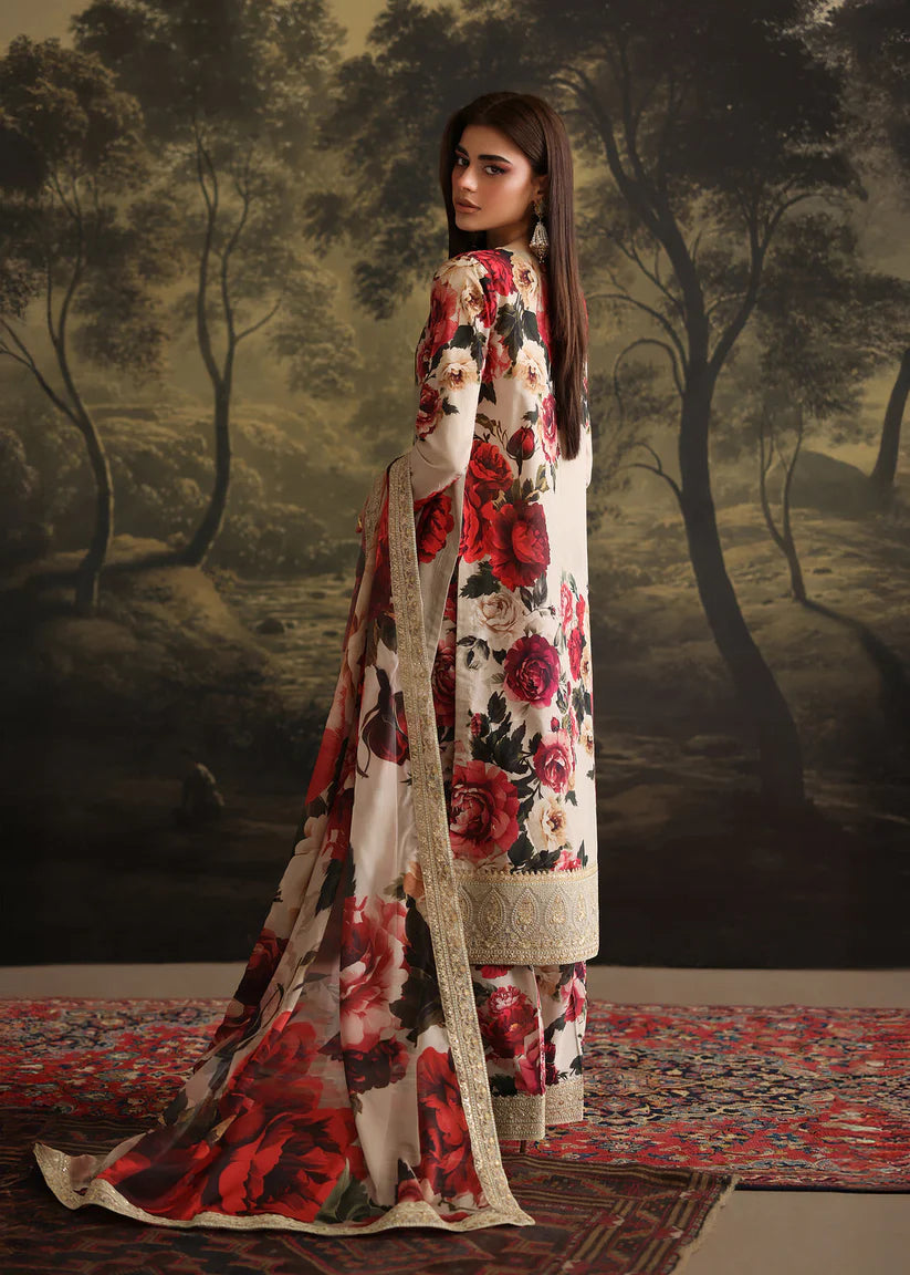 ZAINAB CHOTANI-3PC SHAMOZ SILK PRINT EMBROIDERED SHIRT WITH SOFT SILK PRINT EMBROIDERED DUPATTA & EMB SILK TROUSER-W.J-1889