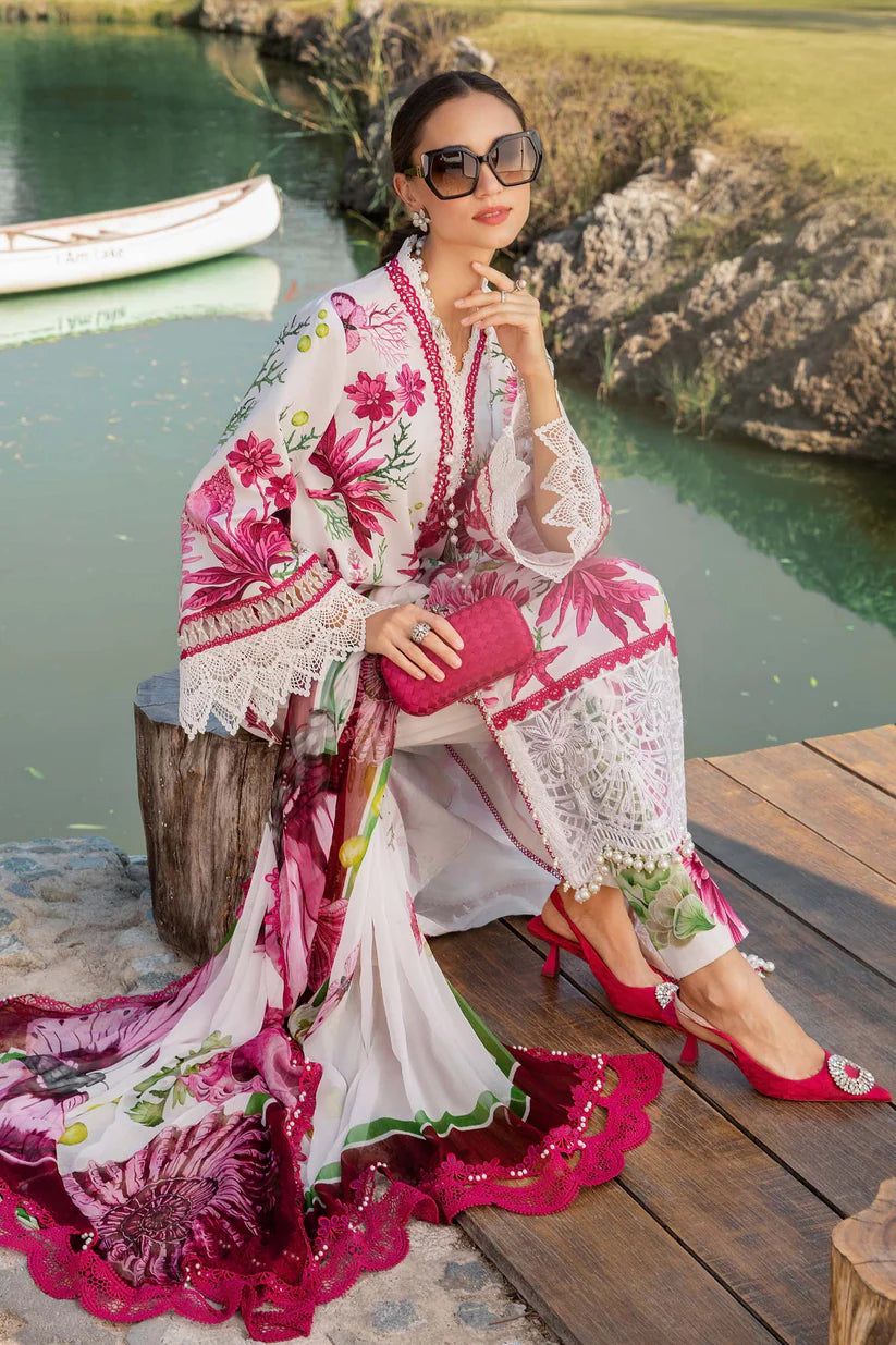 MARIA.B-3PC LAWN EMBROIDERED PRINTED SHIRT WITH CHIFFON PRINT DUPATTA AND PRINT TROUSER-W.J-1712