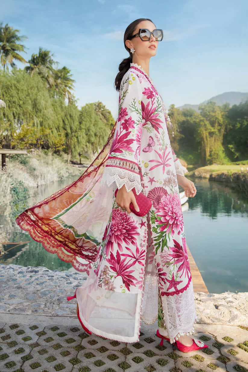 MARIA.B-3PC LAWN EMBROIDERED PRINTED SHIRT WITH CHIFFON PRINT DUPATTA AND PRINT TROUSER-W.J-1712