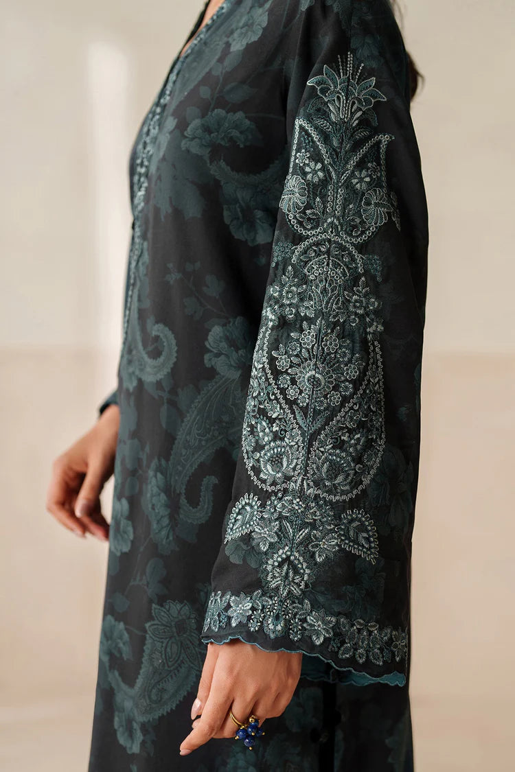 BAROQUE-3PC VISCOSE PRINTED EMB SHIRT WITH VISCOSE PRINTED DUPATTA AND TROUSER-W.J-2048