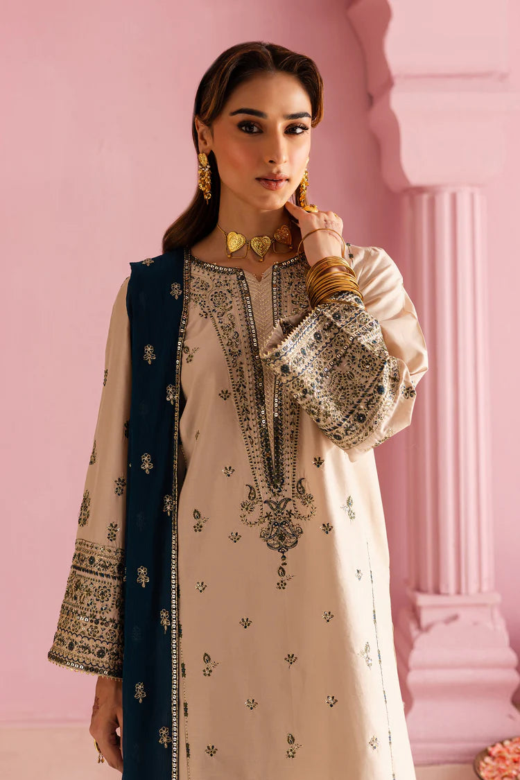 BATIK-3PC DHANAK EMBROIDERED SHIRT WITH DHANAK EMBROIDERED SHAWL & EMB TROUSER-WJ-1950