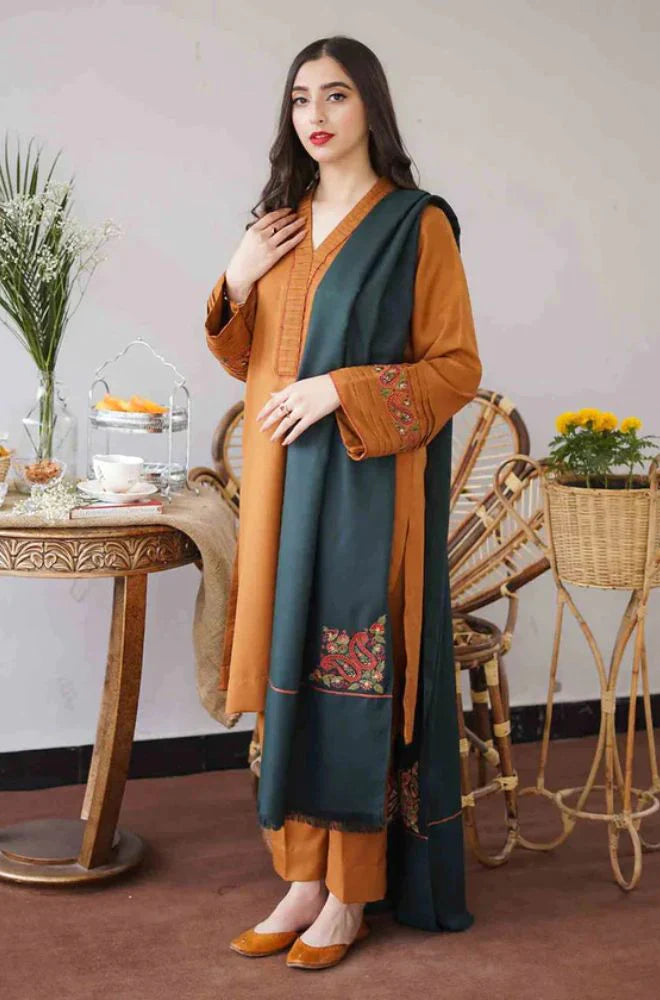 AISLING 3PC DHANAK EMBROIDERED WITH DHANAK EMBROIDERED SHAWL-W.J-1208