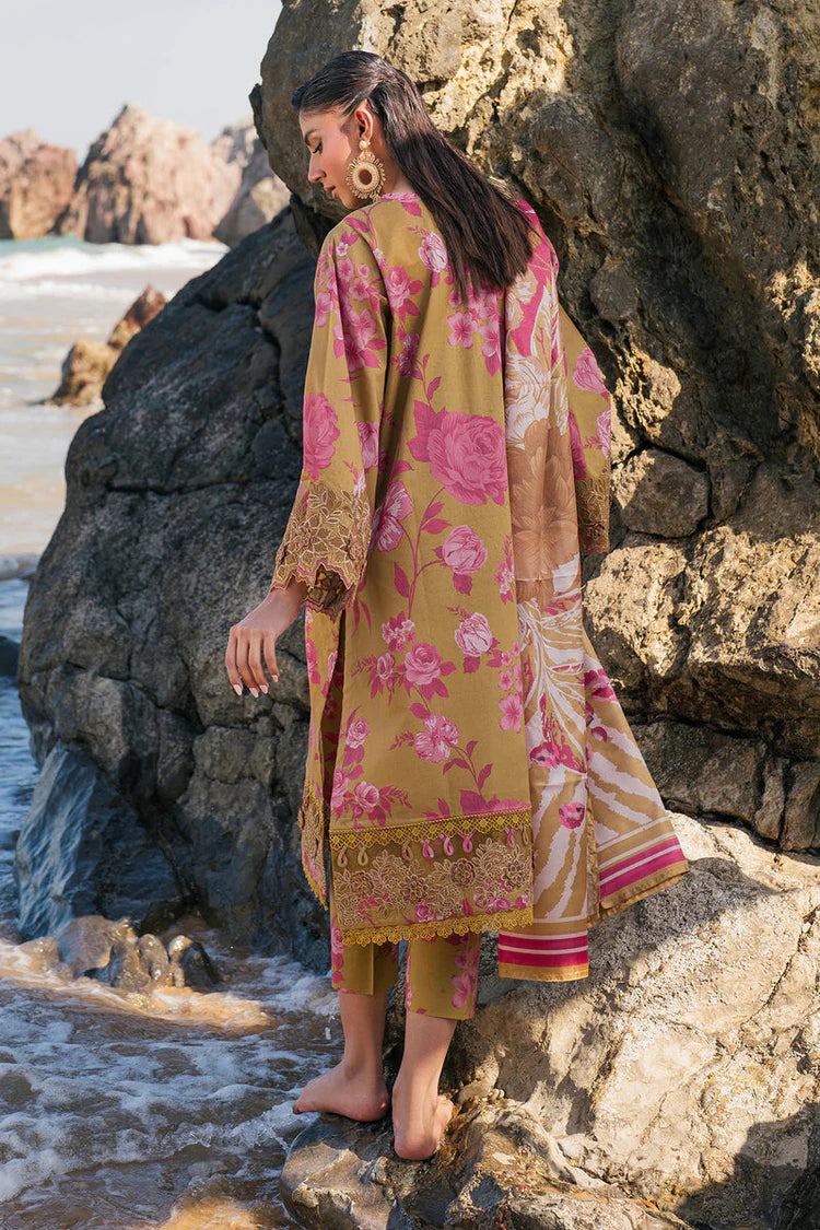BAROQUE-3PC KHADDAR PRINTED EMB SHIRT WITH KHADDAR PRINTED DUPATTA AND PRINT TROUSER-W.J-1974