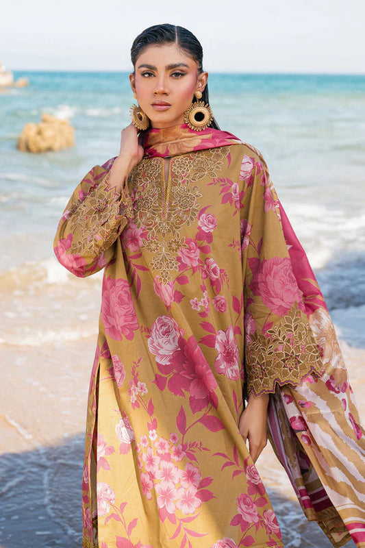 BAROQUE-3PC KHADDAR PRINTED EMB SHIRT WITH KHADDAR PRINTED DUPATTA AND PRINT TROUSER-W.J-1974