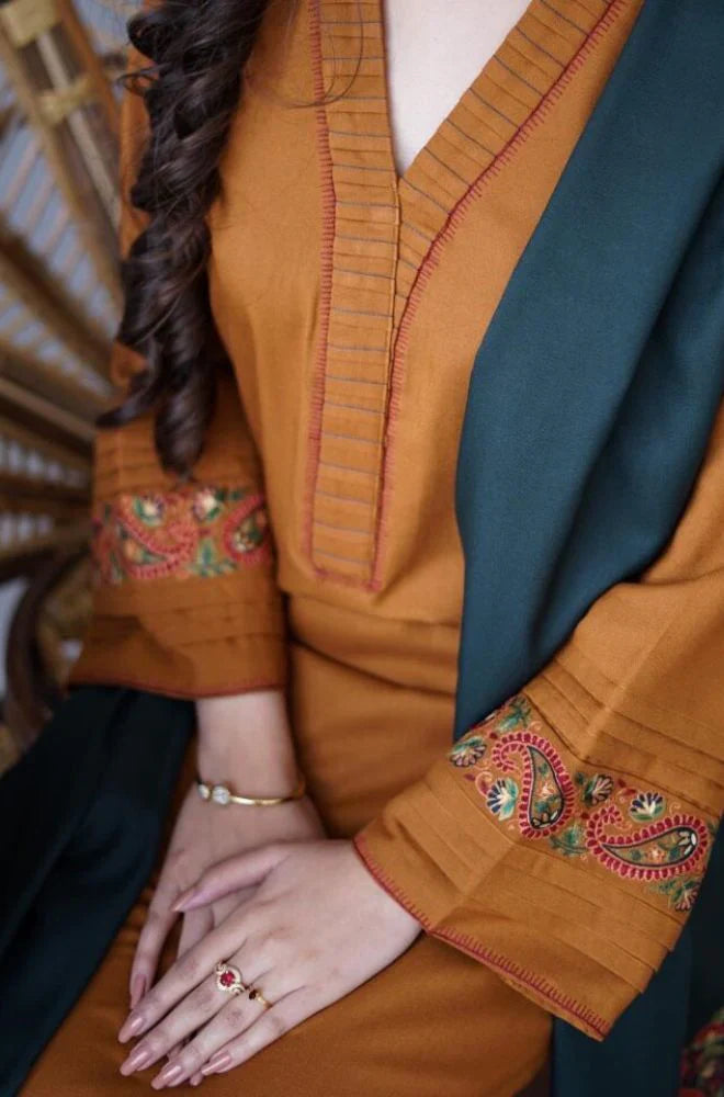 AISLING 3PC DHANAK EMBROIDERED WITH DHANAK EMBROIDERED SHAWL-W.J-1208