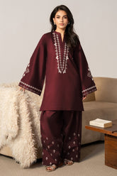 BATIK-2PIECE DHANAK EMBROIDERED SHIRT WITH DHANAK EMB TROUSER-WJ-15099