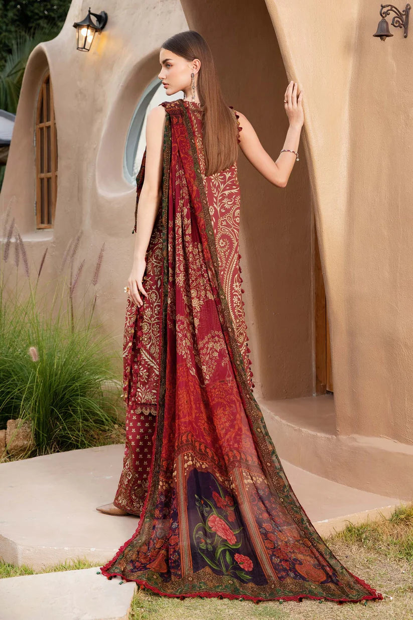 MARIA.B-3PC LAWN EMBROIDERED PRINTED SHIRT WITH CHIFFON PRINT DUPATTA AND PRINT TROUSER-W.J-1704