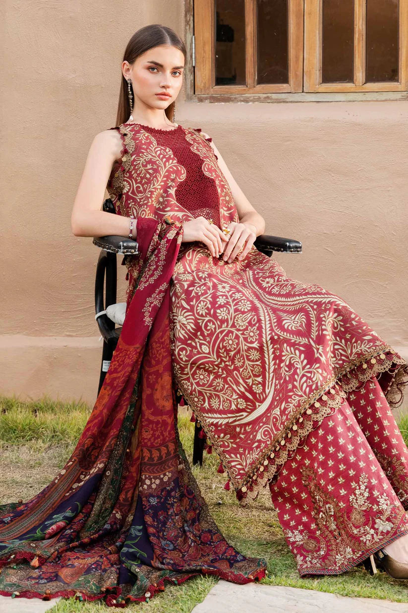 MARIA.B-3PC LAWN EMBROIDERED PRINTED SHIRT WITH CHIFFON PRINT DUPATTA AND PRINT TROUSER-W.J-1704
