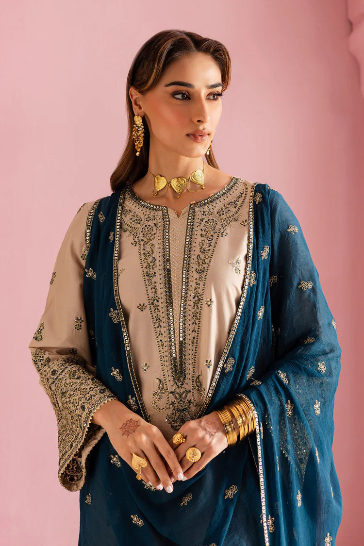 BATIK-3PC DHANAK EMBROIDERED SHIRT WITH DHANAK EMBROIDERED SHAWL & EMB TROUSER-WJ-1950