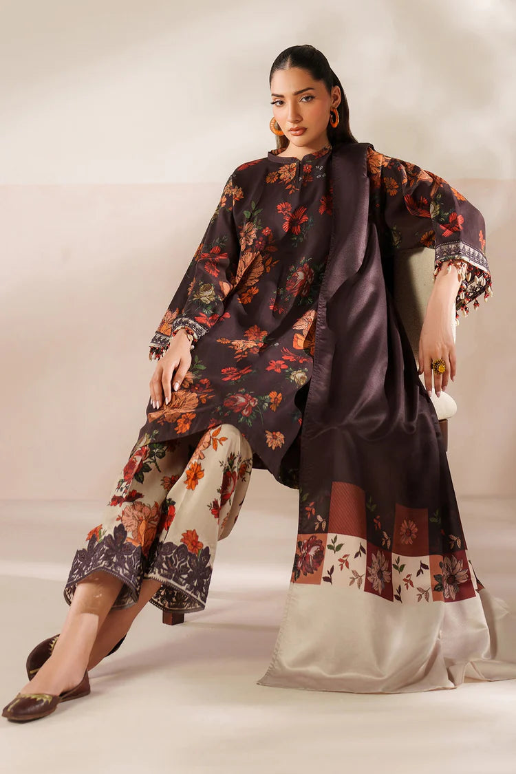 BAROQUE-3PC VISCOSE PRINTED SHIRT WITH VISCOSE PRINTED DUPATTA AND TROUSER-W.J-2047