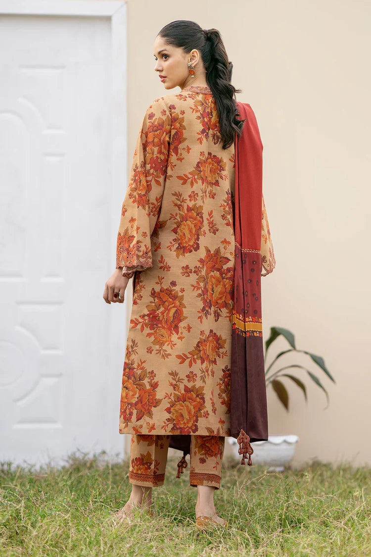 BAROQUE-3PC KHADDAR PRINTED SHIRT WITH KHADDAR PRINT DUPATTA AND PRINT TROUSER-W.J-1965
