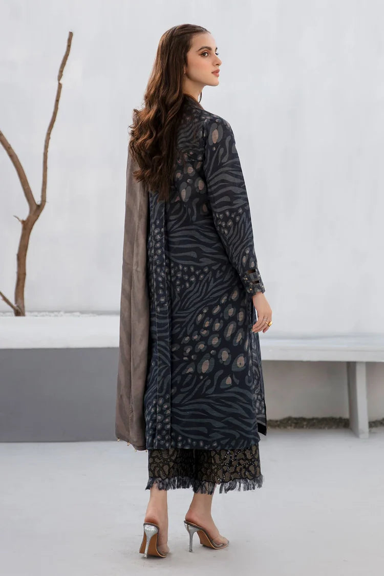 BAROUQE-3PC KHADDAR PRINTED SHIRT WITH KHADDAR PRINT DUPATTA AND PRINT TROUSER-W.J-2000