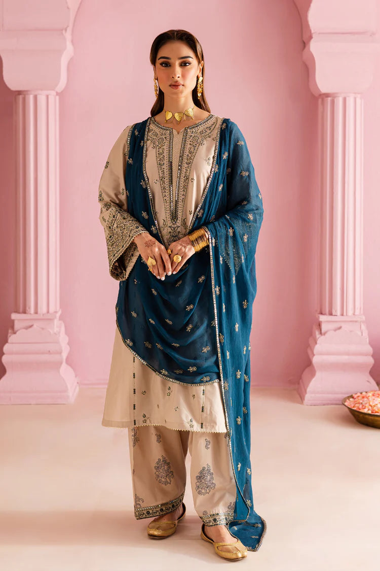 BATIK-3PC DHANAK EMBROIDERED SHIRT WITH DHANAK EMBROIDERED SHAWL & EMB TROUSER-WJ-1950