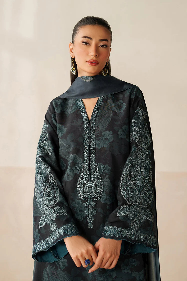 BAROQUE-3PC VISCOSE PRINTED EMB SHIRT WITH VISCOSE PRINTED DUPATTA AND TROUSER-W.J-2048
