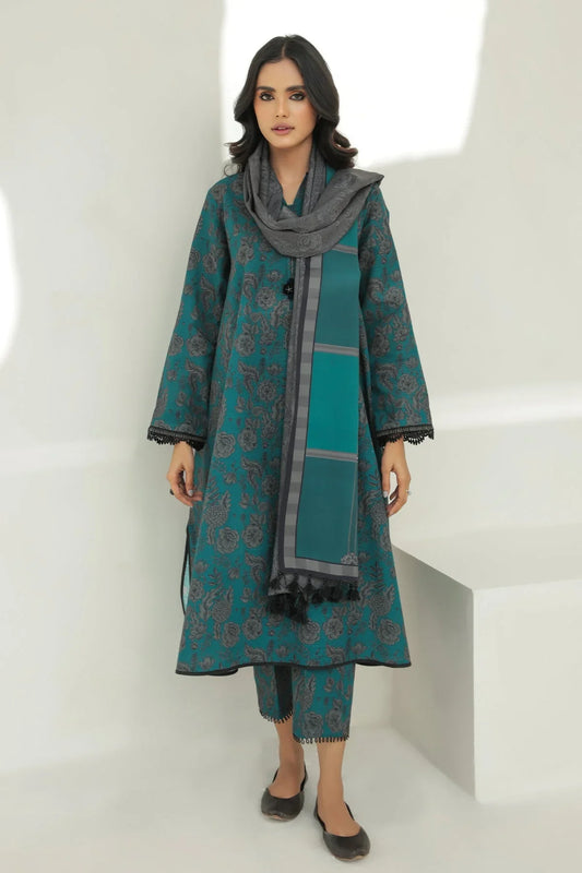 BAROQUE-3PC KHADDAR PRINTED SHIRT WITH KHADDAR PRINT DUPATTA AND PRINT TROUSER-W.J-1975