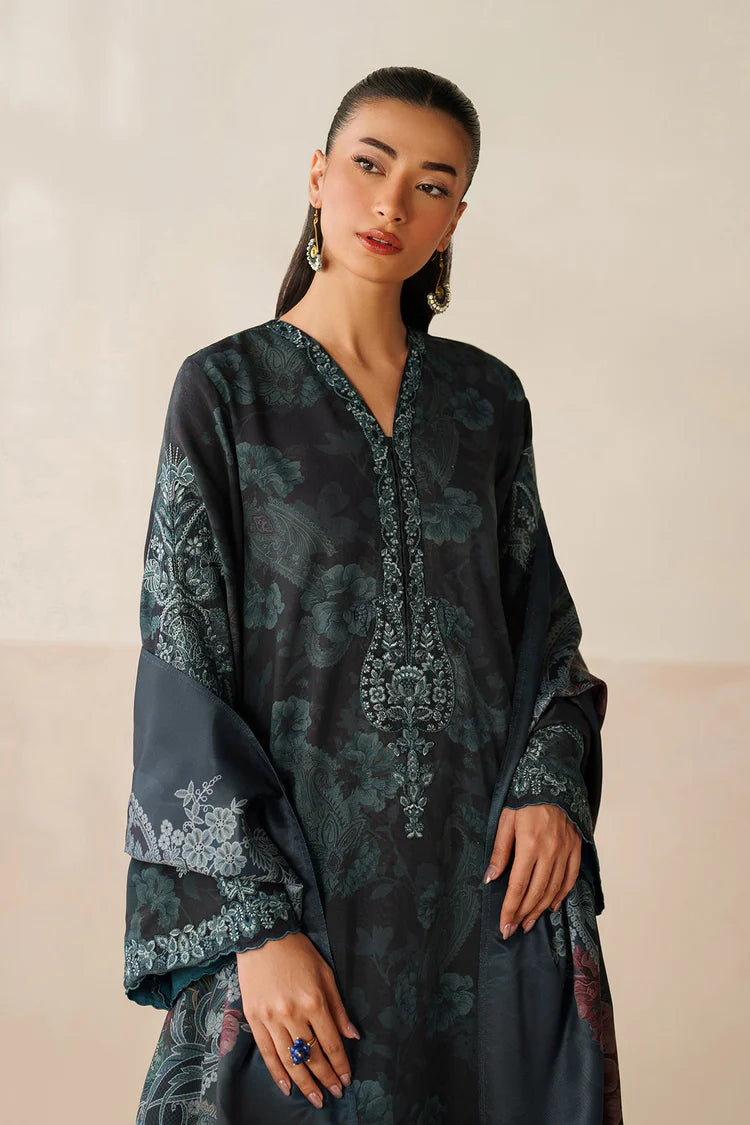 BAROQUE-3PC VISCOSE PRINTED EMB SHIRT WITH VISCOSE PRINTED DUPATTA AND TROUSER-W.J-2048