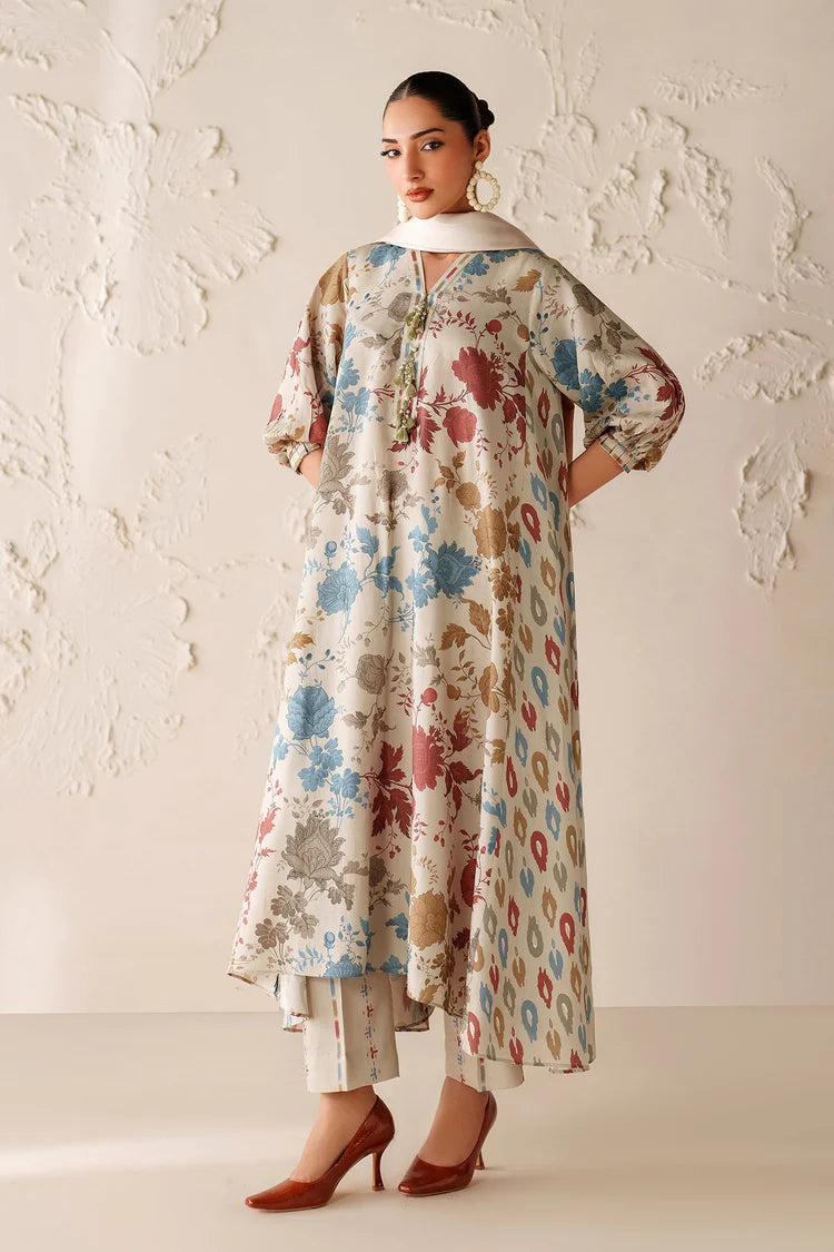 BAROQUE-3PC VISCOSE PRINTED SHIRT WITH VISCOSE PRINTED DUPATTA AND TROUSER-W.J-2053