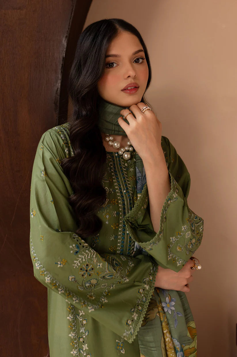 BATIK-3PC LAWN EMBROIDERED SHIRT WITH MONARK PRINT DUPATTA AND EMB TROUSER-W.J-1658