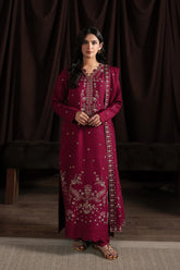 BATIK-3PC DHANAK EMBROIDERED SHIRT WITH DHANAK EMBROIDERED SHAWL AND TROUSER-W.J-4403