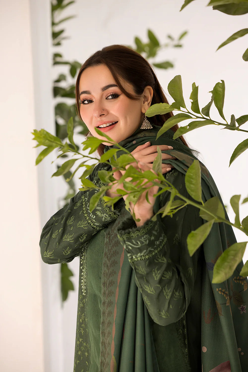 SOBIA NAZIR- 3PC DHANAK EMBROIDERED SHIRT WITH WOOL PRINT SHAWL AND TROUSER-W.J-1310