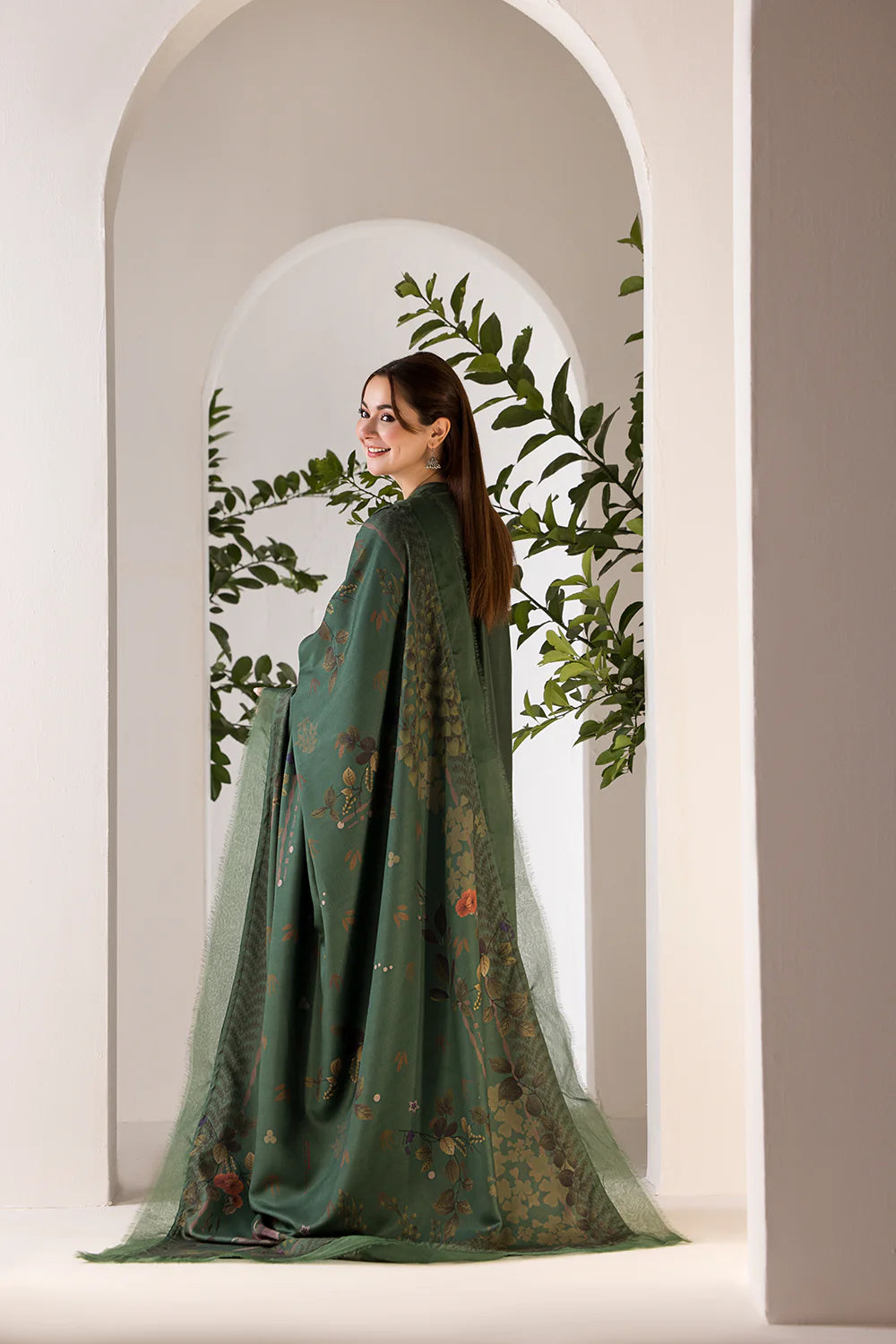 SOBIA NAZIR- 3PC DHANAK EMBROIDERED SHIRT WITH WOOL PRINT SHAWL AND TROUSER-W.J-1310