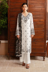 SERAN-3PC DHANAK EMBROIDERED SHIRT WITH COUTURE PRINTED SHAWL & TROUSER-W.J-1798