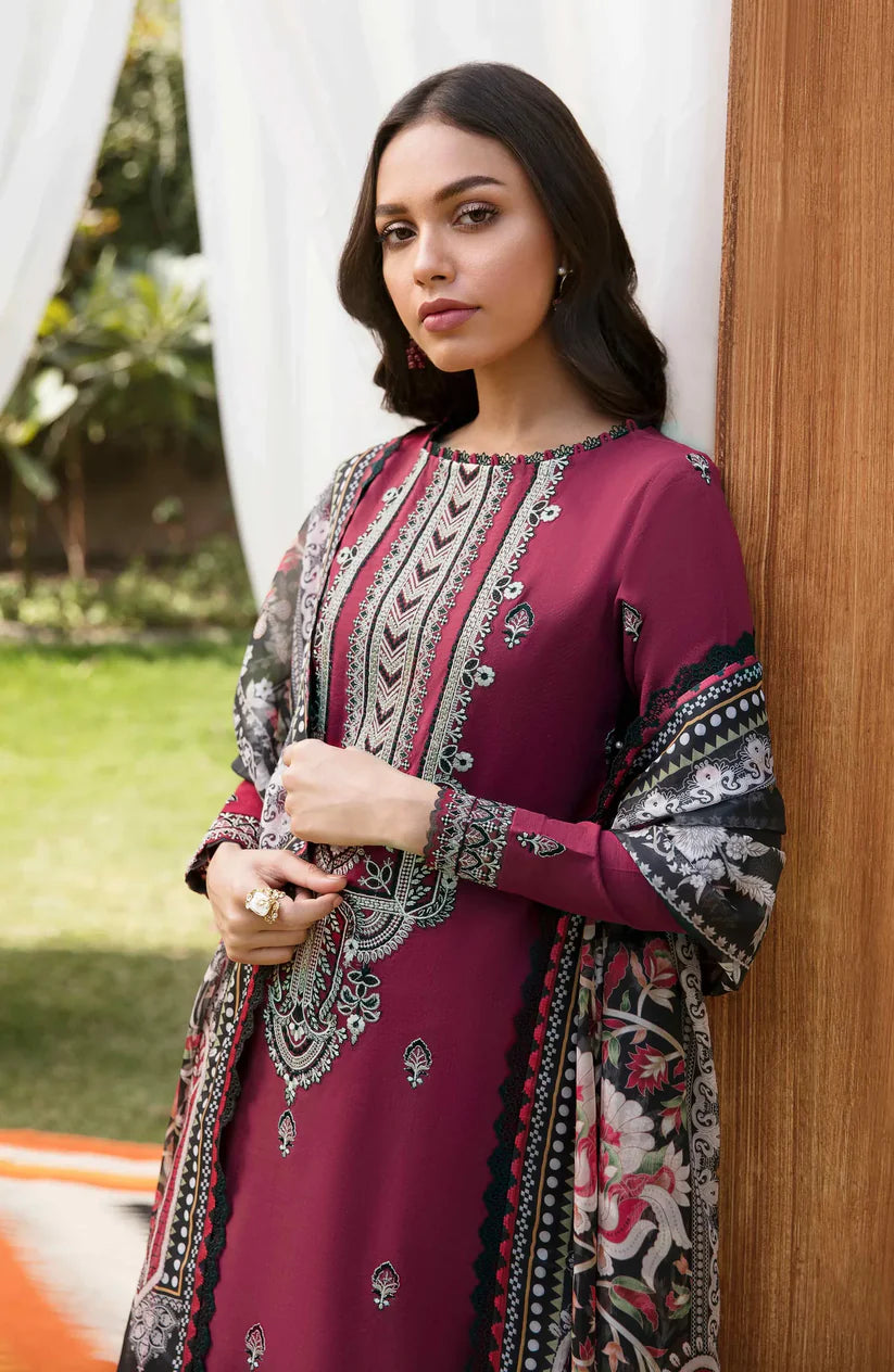 BATIK -3PC DHANAK EMBROIDERED SHIRT WITH COUTRAI WOOL PRINTED SHAWL & TROUSER-W.J-1807