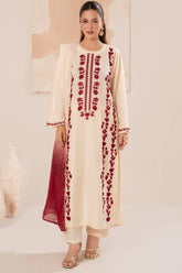 IZEL-3PC LAWN EMBROIDERED SHIRT WITH CHIFFON TYE&DYE DUPATTA AND TROUSER-W.J-4649