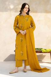 BAROQUE-3PC DHANAK EMBROIDERED SHIRT WITH BAMBER CHIFFON EMBROIDERED DUPATTA_W.J-1644