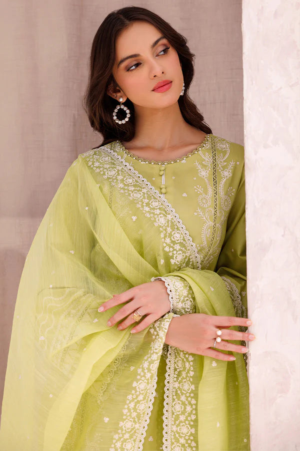 SAPPHIRE-3PC LAWN EMBROIDERED SHIRT WITH ORGANZA EMBROIDERED DUPATTA AND LAWN TROUSER-W.J-1664