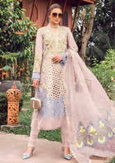 MARIA.B-3PC LAWN EMBROIDERED SHIRT WITH EMBROIDERED ORGANZA DAMAN CHIFFON PRINTED EMB DUPATTA AND EMB TROUSER-W.J-4711