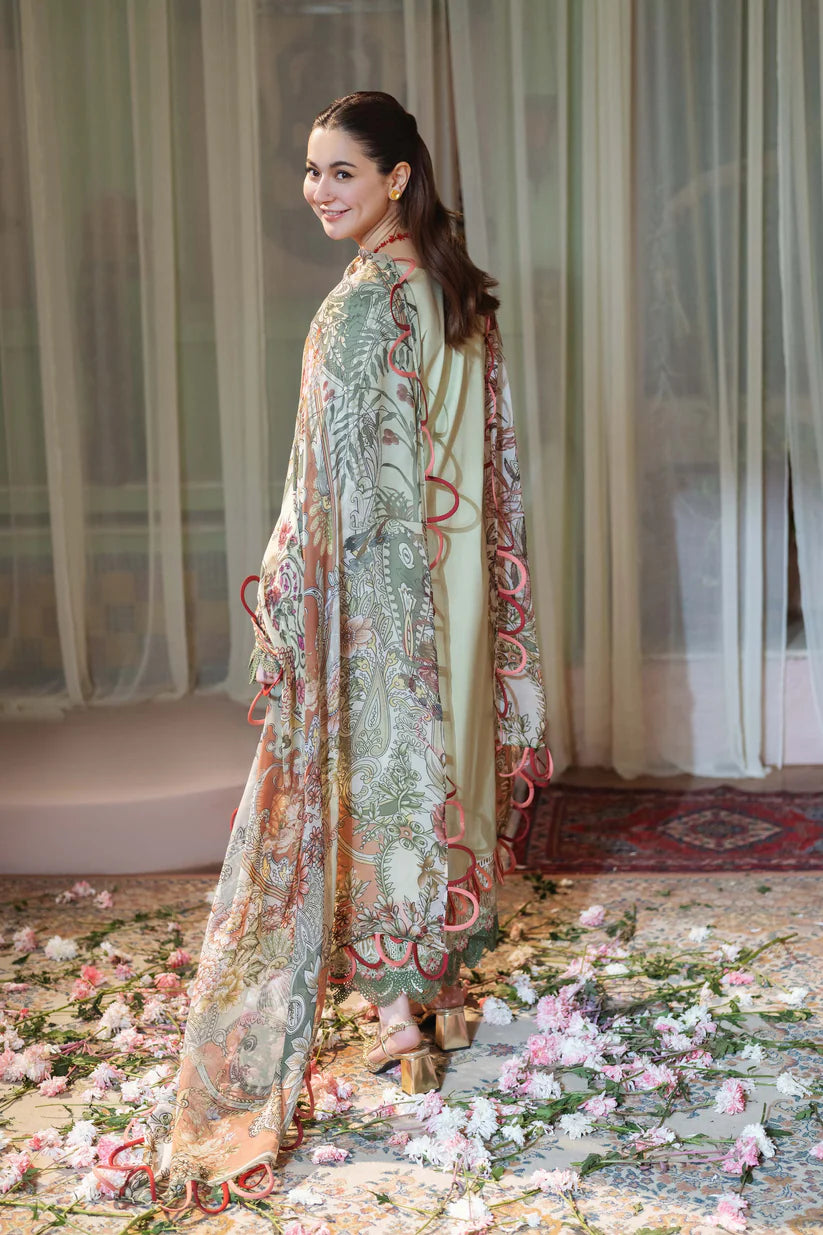 JADE - 3PC LAWN EMBROIDERED SHIRT WITH CHIFFON PRINTED DUPATTA AND TROUSER -W.J-1777