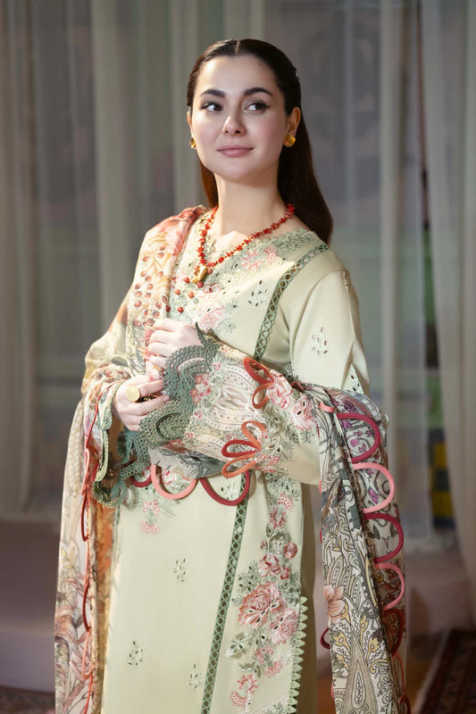 JADE - 3PC LAWN EMBROIDERED SHIRT WITH CHIFFON PRINTED DUPATTA AND TROUSER -W.J-1777