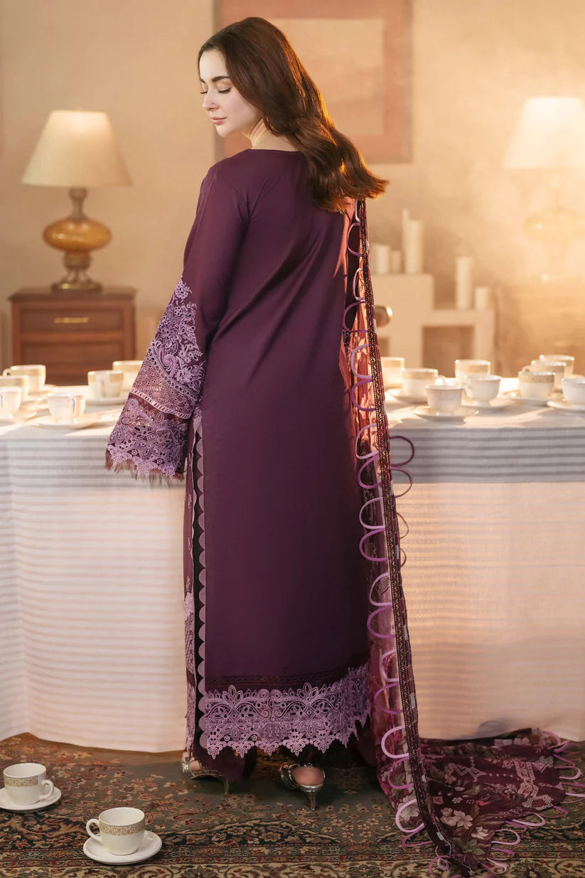 JADE-3PC DHANAK SEQUENCE EMBROIDERED SHIRT WITH DHANAK EMBROIDERED SHAWL & DHANAK TOUSER-W.J-1795