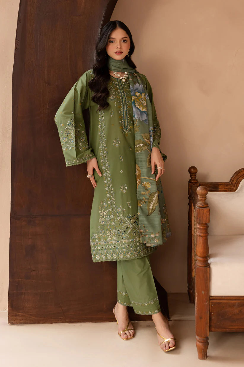 BATIK-3PC LAWN EMBROIDERED SHIRT WITH MONARK PRINT DUPATTA AND EMB TROUSER-W.J-1658