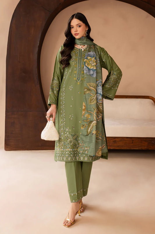 BATIK-3PC LAWN EMBROIDERED SHIRT WITH MONARK PRINT DUPATTA AND EMB TROUSER-W.J-1658